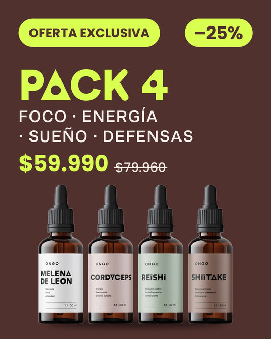Pack 4 Extractos: Foco, Energía, Sueño y Defensas