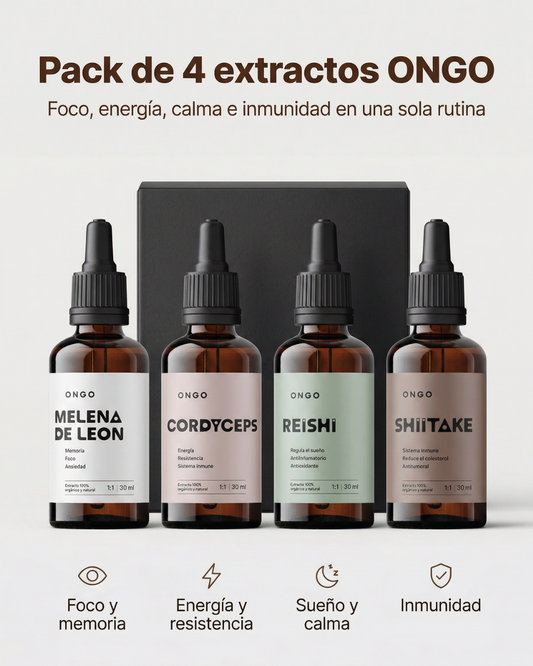Pack Ongo 4 Extractos - para ayudarte a rendir mejor frente al estrés diario.