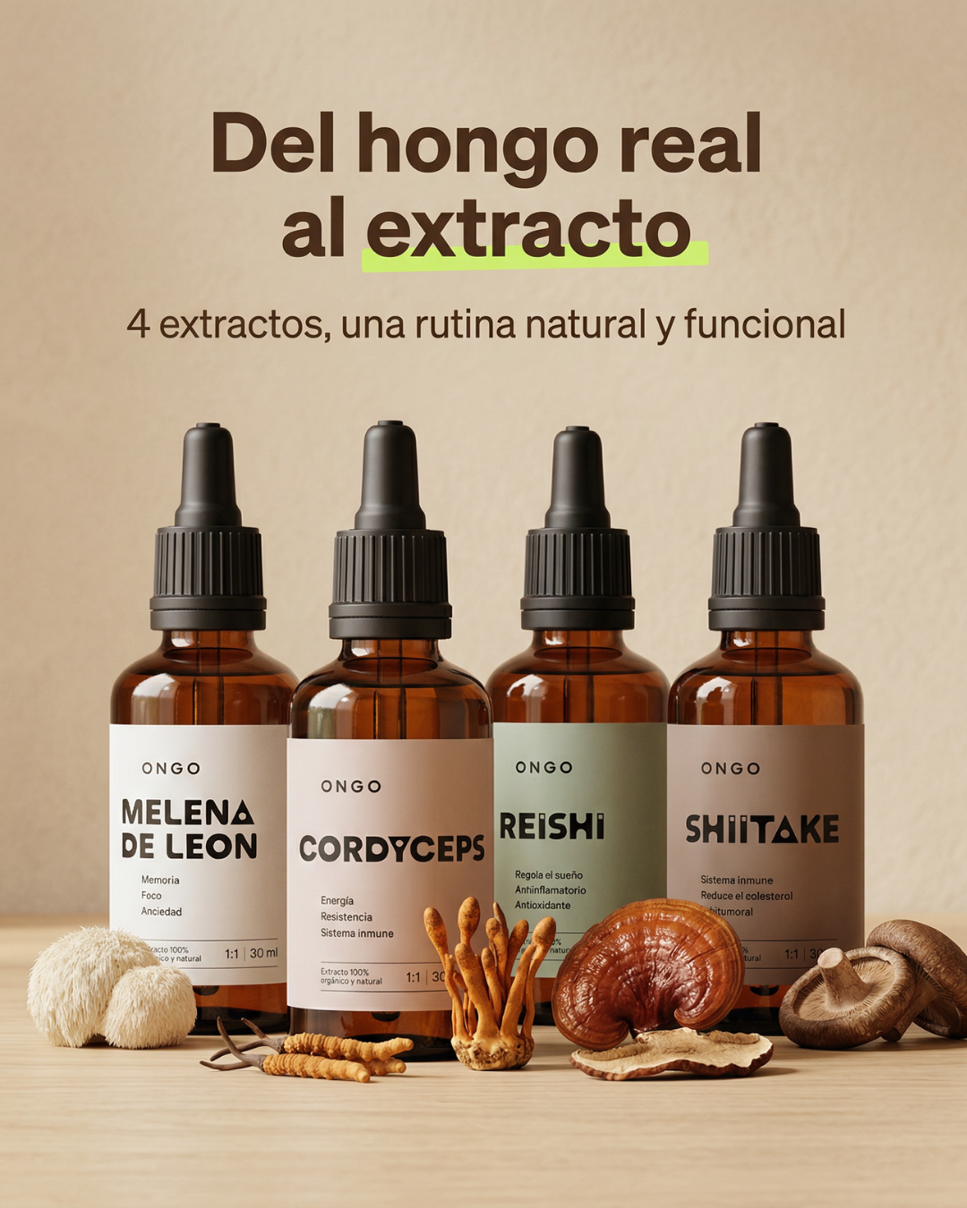 Pack Ongo 4 Extractos - para ayudarte a rendir mejor frente al estrés diario.