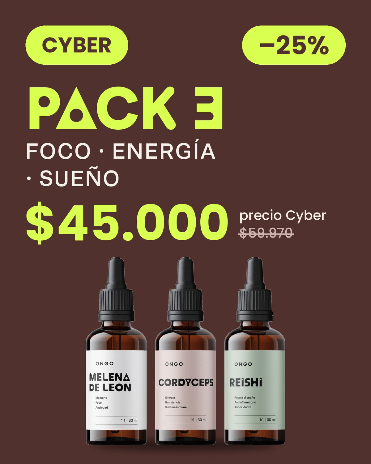 Pack 3 Extractos: Foco, Energía y Sueño